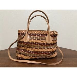 Fossil Tan Woven Leather Shoulder Bag
